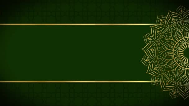 Ouro Verde Mandala Ornamento Fundo Looping Suavemente Estilo Islâmico Árabe — Vídeo de Stock