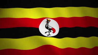 Uganda dalgalanan bayrak, tekstil kumaş dokulu, pürüzsüz ve pürüzsüz döngülü video