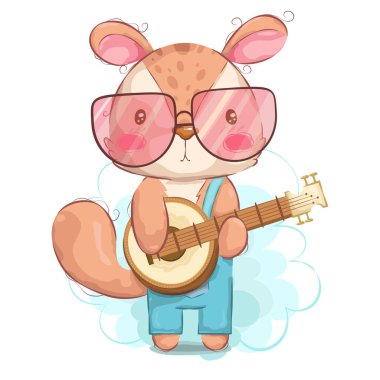 Gitarlı sincap resmi.