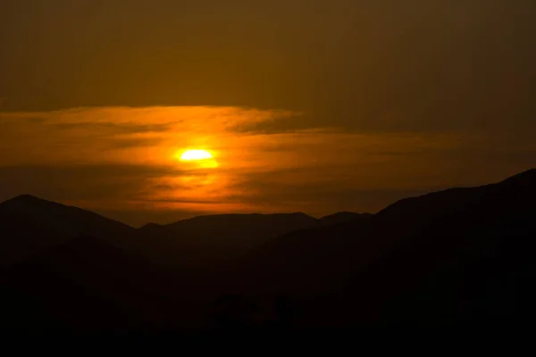 Pôr Sol Sobre Cordilheira Pouco Karoo África Sul — Fotografia de Stock