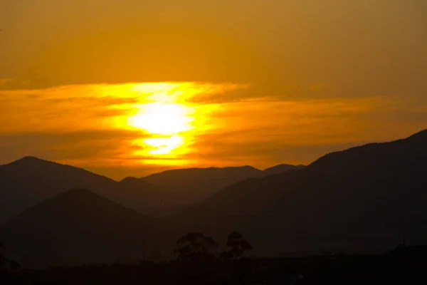 Pôr Sol Sobre Cordilheira Pouco Karoo África Sul — Fotografia de Stock