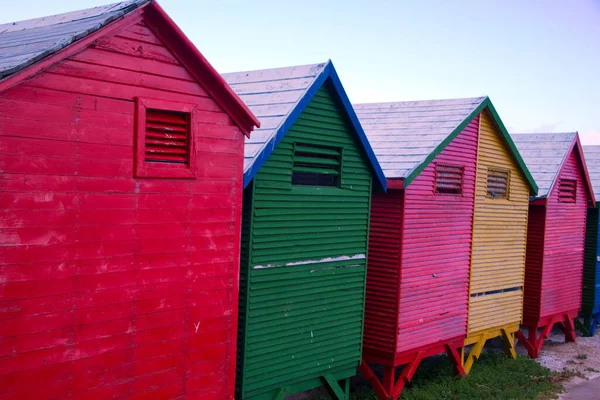 Cabanas Mudança Coloridas James Praia Perto Cape Town África Sul — Fotografia de Stock