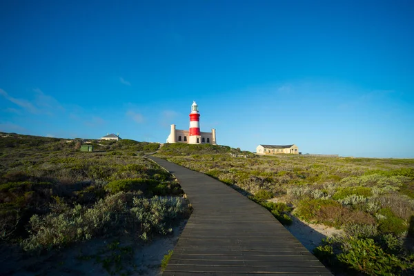 Faro Cape Agulhas Punto Più Meridionale Dell Africa Dove Incontrano — Foto Stock