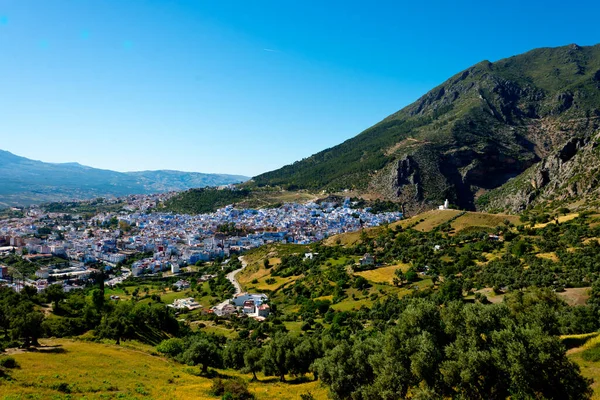 Stadtbild Der Berühmten Blauen Stadt Chefchaouen Riff Bergen Marokko — Stockfoto