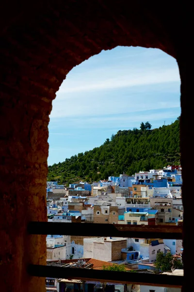 Cityscape Του Διάσημου Μπλε Πόλη Chefchaouen Στα Βουνά Rif Morocco — Φωτογραφία Αρχείου