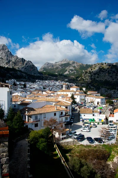 Dachmuster Des Andalusischen Weißen Dorfes Grazalema Spanien Stockbild
