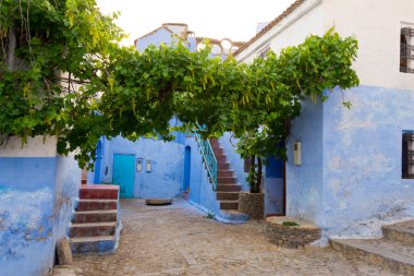 Mavi şehirdeki merdivenler Şef, Fas.
