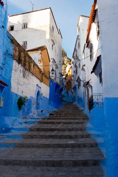 Schody Modrém Městě Šéfkuchař Morocco — Stock fotografie