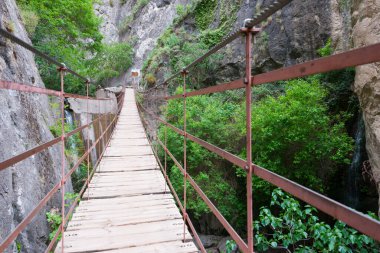 Sierra Nevada, Endülüs, İspanya 'daki asma tahta köprü