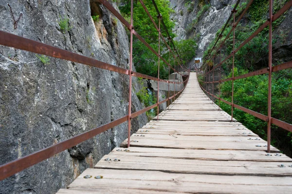 Pont Suspendu Planches Sierra Nevada Andalousie Espagne — Photo