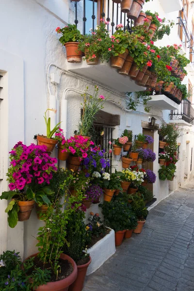 Casa Decorata Con Vasi Fiori Nella Città Capileira Sierra Nevada — Foto Stock