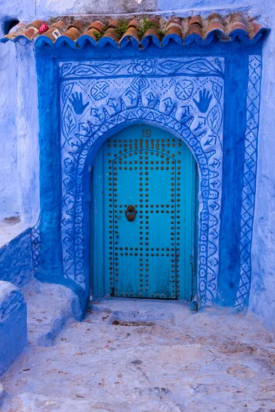 Ytterdörr Blå Stad Chefchaouen Morocco — Stockfoto