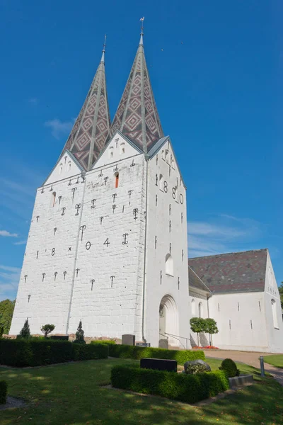 White Medieval Church Rural Denmark Royalty Free Stock Images