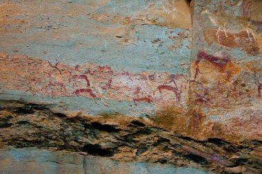 Drakensberg dağlarındaki antik San kaya resimleri, Kwazulu natal, Güney Afrika