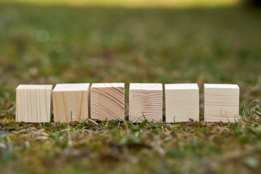 Üzerinde boş alan olan tahta bloklar üzerine metin koymak ve kavramlar için kullanılabilecek kopyalama alanı olarak kullanılabilir.