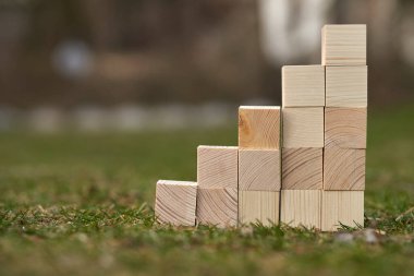 Üzerinde boş alan olan tahta bloklar üzerine metin koymak ve kavramlar için kullanılabilecek kopyalama alanı olarak kullanılabilir.