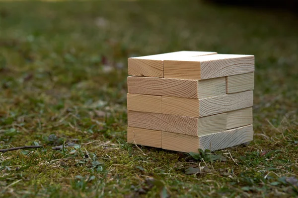 Drewniane Bloki Pustą Przestrzenią Nich Które Mogą Być Wykorzystane Jako — Zdjęcie stockowe