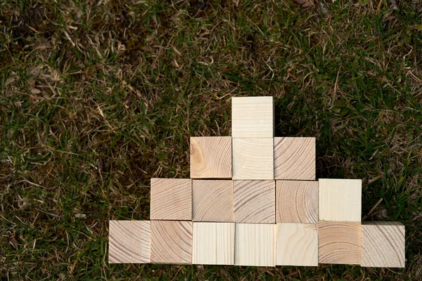 Houten Blokken Met Lege Ruimte Erop Die Kunnen Worden Gebruikt — Stockfoto