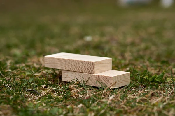 Houten Blokken Met Lege Ruimte Erop Die Kunnen Worden Gebruikt — Stockfoto