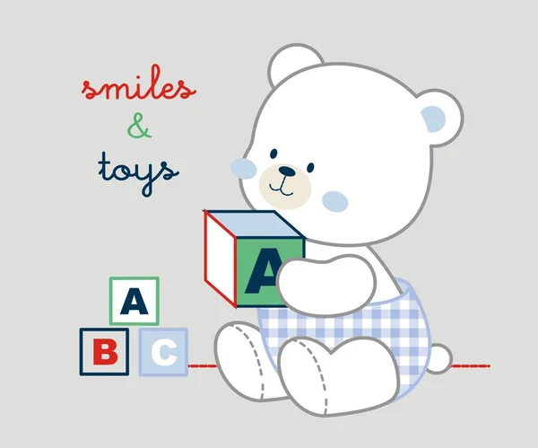 Haft Uśmiechy Zabawki Dziecko Niedźwiedź — Wektor stockowy