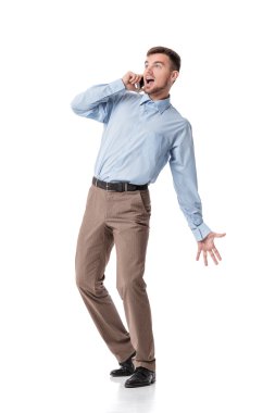  İş adamı telefonda konuşuyor. 