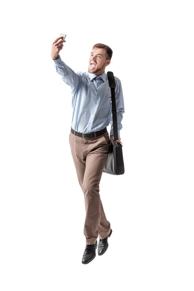Biznesmen biorąc pod selfie — Zdjęcie stockowe