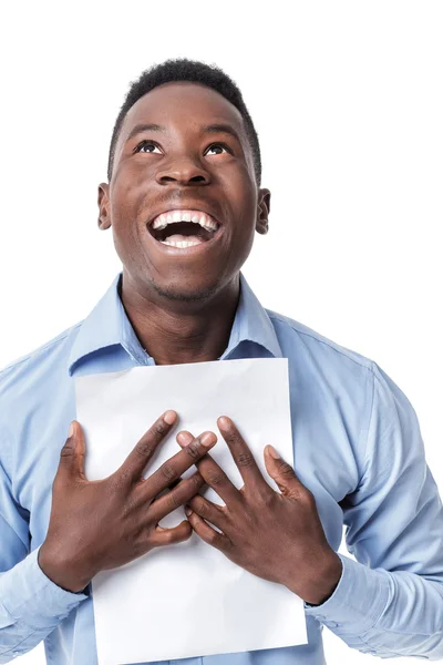 Afro Amerikaans zakenman schreeuwen met geluk — Stockfoto