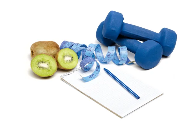 Dieta y desintoxicación. pesas, agua kiwi — Foto de Stock