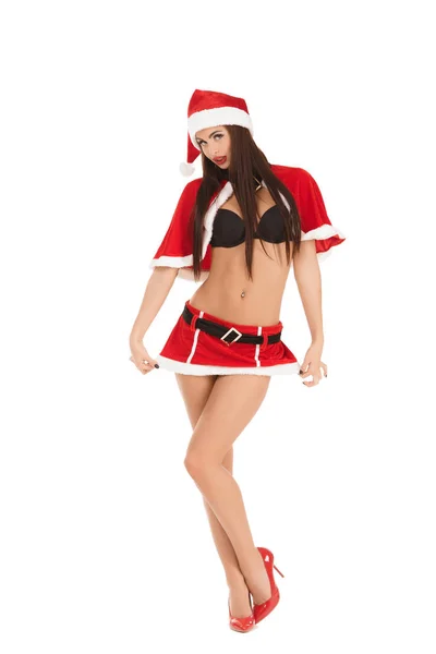 Mulher sexy vestindo roupas de Papai Noel — Fotografia de Stock