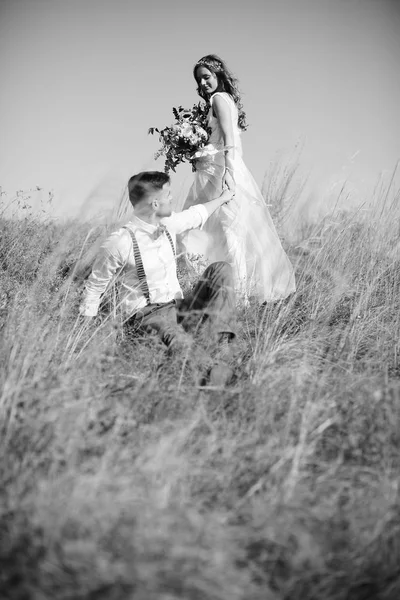 Gelin ve Damat Düğün doğada sarılma.