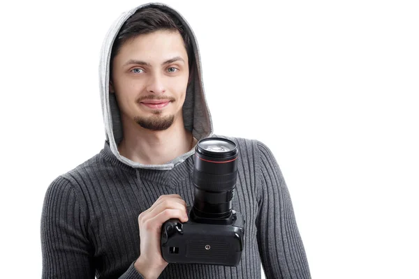 Başarılı profesyonel fotoğrafçı dijital SLR dijital fotoğraf makinesi ISO kullanmak — Stok fotoğraf