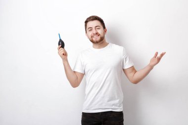 vakum pompası temizlik kamera tutarak fotoğrafçı. Hava üfleyici pu