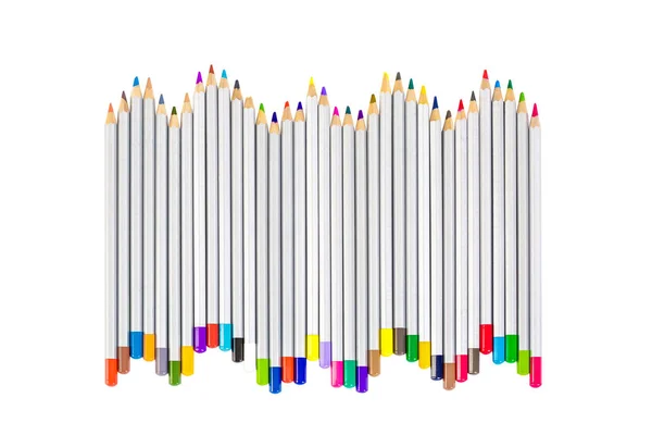 Conjunto de lápices de diferentes colores sobre fondo blanco —  Fotos de Stock