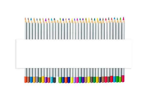 Set di matite colorate diverse su sfondo bianco — Foto Stock
