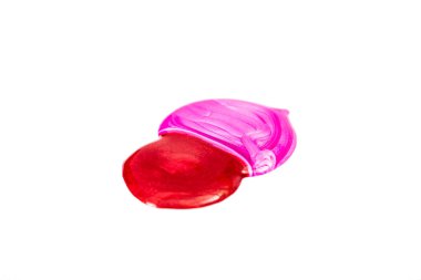 Kırmızı ve pembe beyaz arka plan üzerinde izole oje lekesi