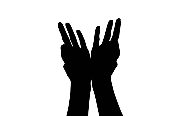 Silhouet van handen geïsoleerd op witte achtergrond — Stockfoto