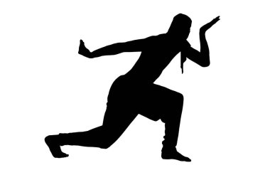 Beyaz arka plan üzerinde erkek ninja siluet