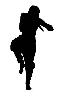 Beyaz arka plan üzerinde erkek ninja siluet