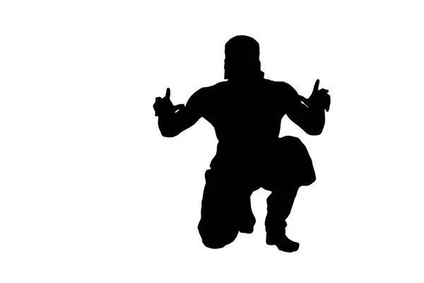 Mannlig ninja silhouette med hvit bakgrunn – stockfoto