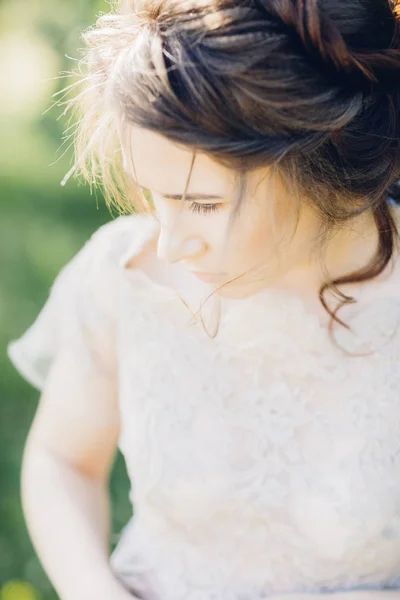 Portrait of beautiful bride in nature. fine art photography.