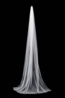 siyah arka plan üzerine izole beyaz düğün gelin peçe