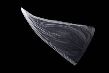 siyah arka plan üzerine izole beyaz düğün gelin peçe