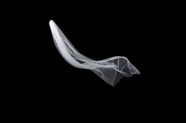 siyah arka plan üzerine izole beyaz düğün gelin peçe