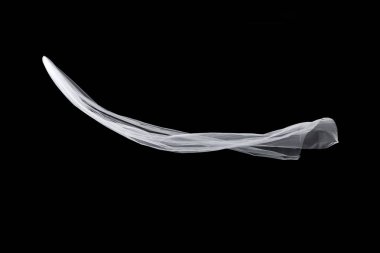 siyah arka plan üzerine izole beyaz düğün gelin peçe