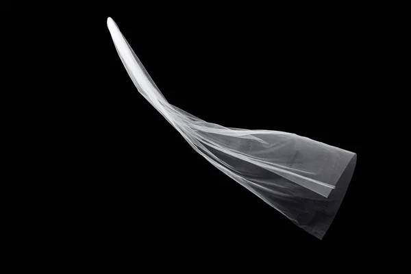 Boda blanco Velo nupcial aislado sobre fondo negro — Foto de Stock