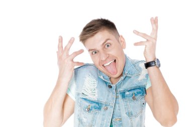 genç adam izole denim beyaz arka plan