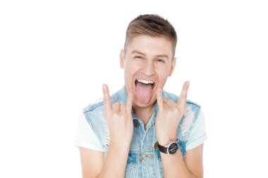 genç adam izole denim beyaz arka plan