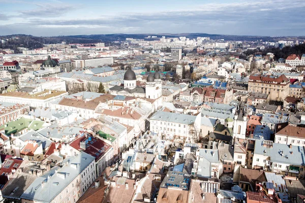 View from above on  roofs of  houses of  city of Lviv. Stock Picture