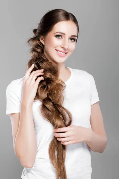 hairstyle braid.  woman with long  hair