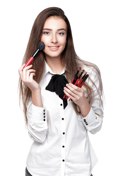 Visagist bedrijf make-up borstel — Stockfoto